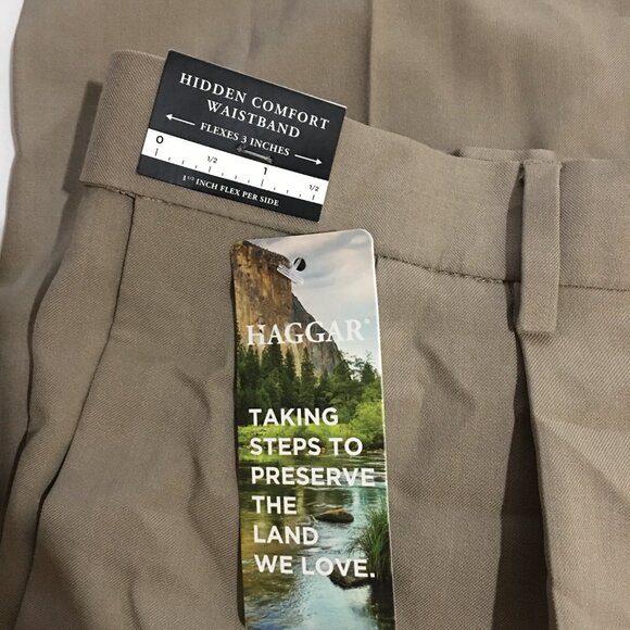 Haggar Classic Fit Dress Pants Premium Comfort Size 40x29 NWT Khaki - Picture 2 of 11